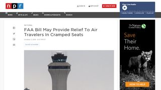 
                            12. FAA Bill May Provide Relief To Air Travelers In Cramped Seats : NPR