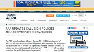
                            13. FAA updates call sign policies - AOPA