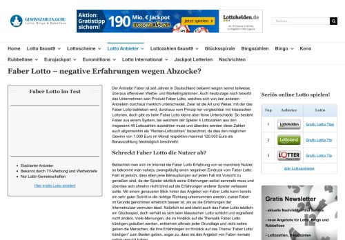 
                            3. Faber Lotto - negative Erfahrungen wegen Abzocke? | Gewinnzahlen ...