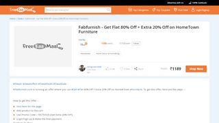 
                            2. Fabfurnish - Get Flat 80% Off + Extra 20% Off on HomeTown Furniture ...