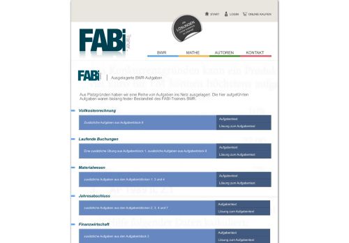 
                            8. FABi-Trainer by Ute & Helmut Schedel | BWR-Altaufgaben & Lösungen