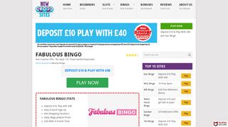 
                            3. Fabulous Bingo - Deposit £10 and play with £40 - Join Now - Bingo Sites