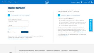 
                            3. Faça login para acessar o Centro de recursos e projetos - Intel