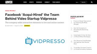 
                            12. Facebook 'Acqui-Hired' the Team Behind Video Startup Vidpresso ...