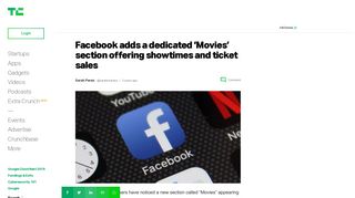 
                            6. Facebook adds a dedicated 'Movies' section offering showtimes and ...