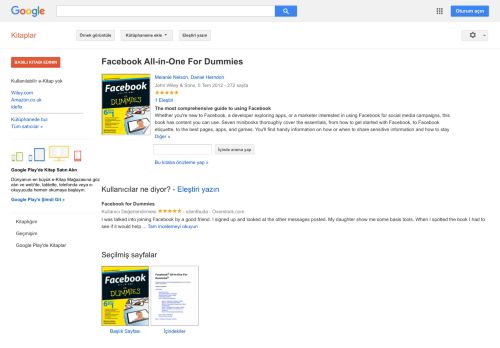 
                            9. Facebook All-in-One For Dummies - Google Kitaplar Sonucu