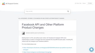 
                            8. Facebook API and Other Platform Product Changes - AE Support Centre