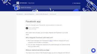 
                            13. Facebook app | Intercom Help Center | Help & Support for Intercom ...