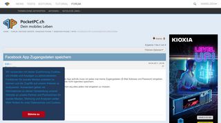 
                            10. Facebook App Zugangsdaten speichern - PocketPC.ch