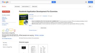 
                            8. Facebook Application Development For Dummies - Google बुक के परिणाम