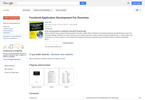 
                            9. Facebook Application Development For Dummies - Resultado da Pesquisa de livros Google