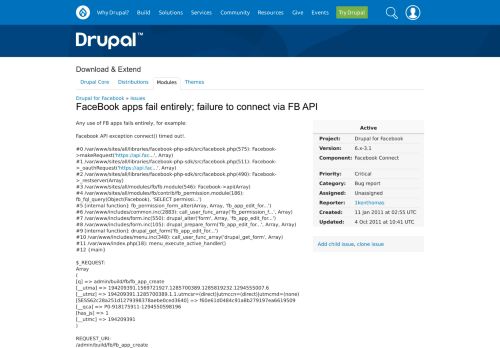 
                            6. FaceBook apps fail entirely; failure to connect via FB API [#1022342 ...