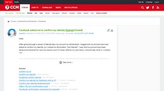 
                            11. Facebook asked me to confirm my identity [Solved] - Ccm.net