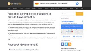 
                            8. Facebook asking locked out users to provide Government ID - gHacks