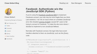 
                            3. Facebook: Authenticate w/o the JavaScript SDK (Python) - Chase ...