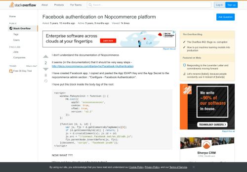 
                            12. Facebook authentication on Nopcommerce platform - Stack Overflow