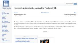 
                            7. Facebook Authentication using the Firebase SDK - Techotopia