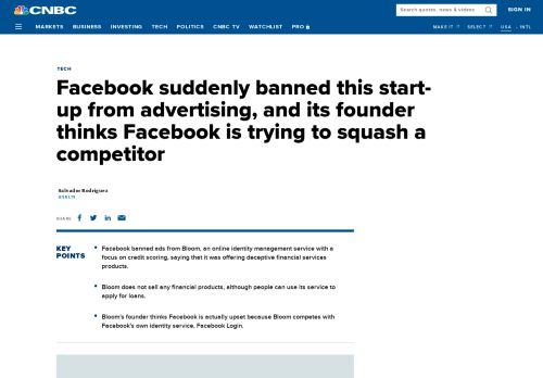 
                            10. Facebook bans ads for Bloom, which competes with ...