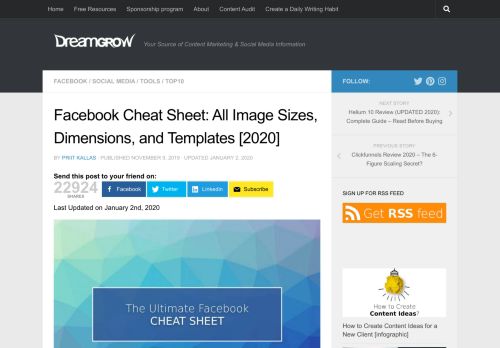 
                            9. Facebook Cheat Sheet: All Sizes and Dimensions 2018 @DreamGrow ...