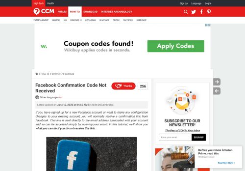 
                            11. Facebook Confirmation Code Not Received - Ccm.net