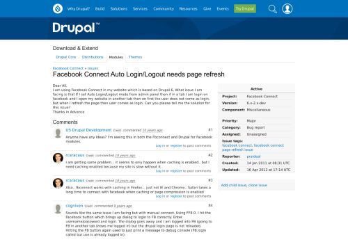 
                            12. Facebook Connect Auto Login/Logout needs page refresh [#1026722 ...