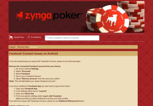
                            4. Facebook Connect issues on Android - Zynga Support