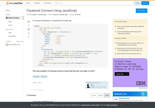 
                            5. Facebook Connect Using JavaScript - Stack Overflow