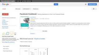
                            8. Facebook Cookbook: Building Applications to Grow Your Facebook Empire - Google-teoshaun tulos