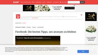 
                            2. Facebook: Die besten Tipps, um anonym zu bleiben - CHIP