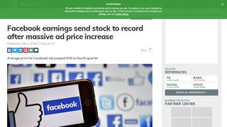 
                            13. Facebook earnings send stock to record after massive ad price increase