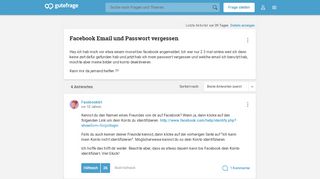 
                            8. Facebook Email und Passwort vergessen (E-Mail) - Gutefrage