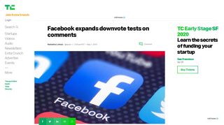 
                            8. Facebook expands downvote tests on comments | TechCrunch