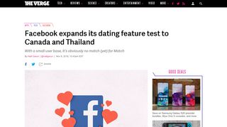 
                            8. Facebook expands its dating feature test to Canada and Thailand ...
