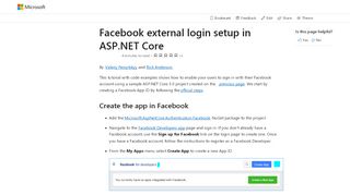 
                            13. Facebook external login setup in ASP.NET Core | Microsoft Docs