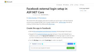 
                            3. Facebook external login setup in ASP.NET Core | Microsoft ...