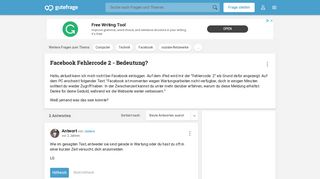 
                            2. Facebook Fehlercode 2 - Bedeutung? (Computer, Technik ...