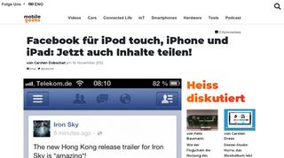 
                            10. Facebook für iPod touch, iPhone und iPad: Jetzt auch Inhalte teilen ...