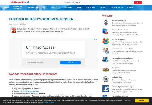 
                            10. Facebook gehackt? Problemen oplossen - Webwijzer