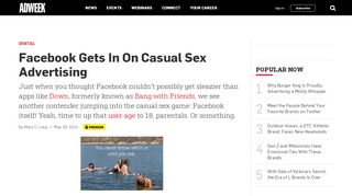
                            13. Facebook Gets In On Casual Sex Advertising – Adweek