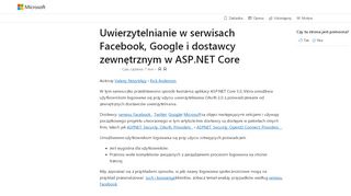 
                            1. Facebook, Google i zewnętrznego dostawcy uwierzytelniania w ...