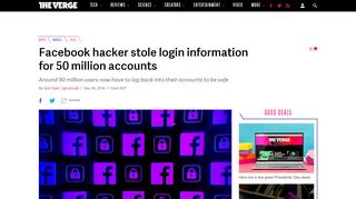 
                            1. Facebook hacker stole login information for 50 million accounts - The ...
