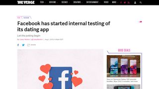 
                            4. Facebook has started internal testing of its dating app - The Verge