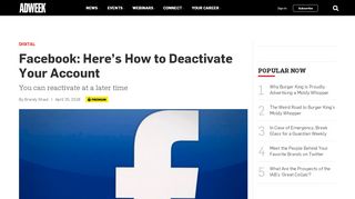 
                            12. Facebook: Here's How to Deactivate Your Account – Adweek