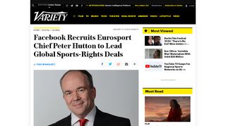 
                            11. Facebook Hires Eurosport CEO Peter Hutton for Global Sports Deals ...
