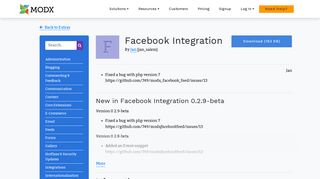 
                            2. Facebook Integration 0.2.9-beta - Modx