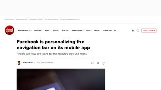
                            2. Facebook is personalizing the navigation bar on its mobile app - CNET