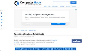 
                            6. Facebook keyboard shortcuts - Computer Hope