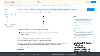 
                            10. Facebook & LinkedIn integration not working in beta release ...