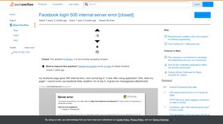 
                            9. Facebook login 500 internal server error - Stack Overflow