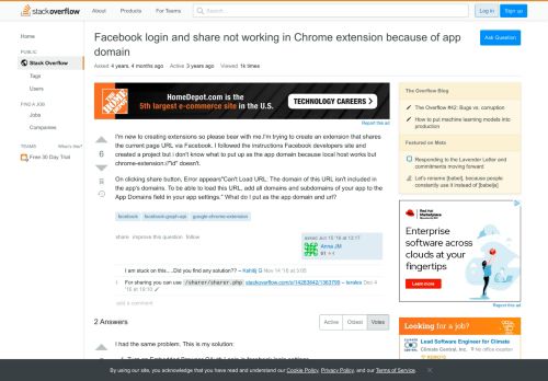 
                            10. Facebook login and share not working in Chrome extension because ...